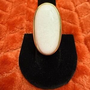 Vintage White Stone Ring in a Gold Tone Setting  Size 7 1/2